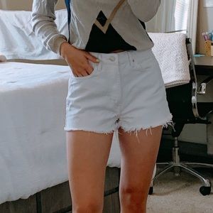 White cutoff jean shorts